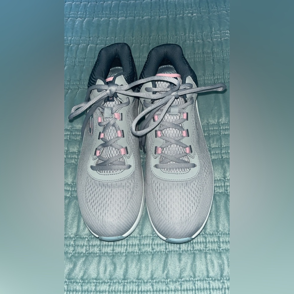 Gray and Pink Athletic Sneakers